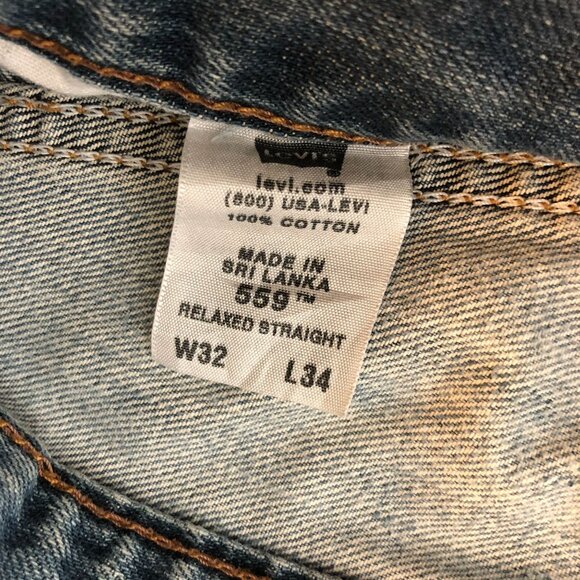 Levis Mens Jeans 559 Relaxed Straight Distressed Grunge 32x34 Measures 32x32 - Picture 7 of 7
